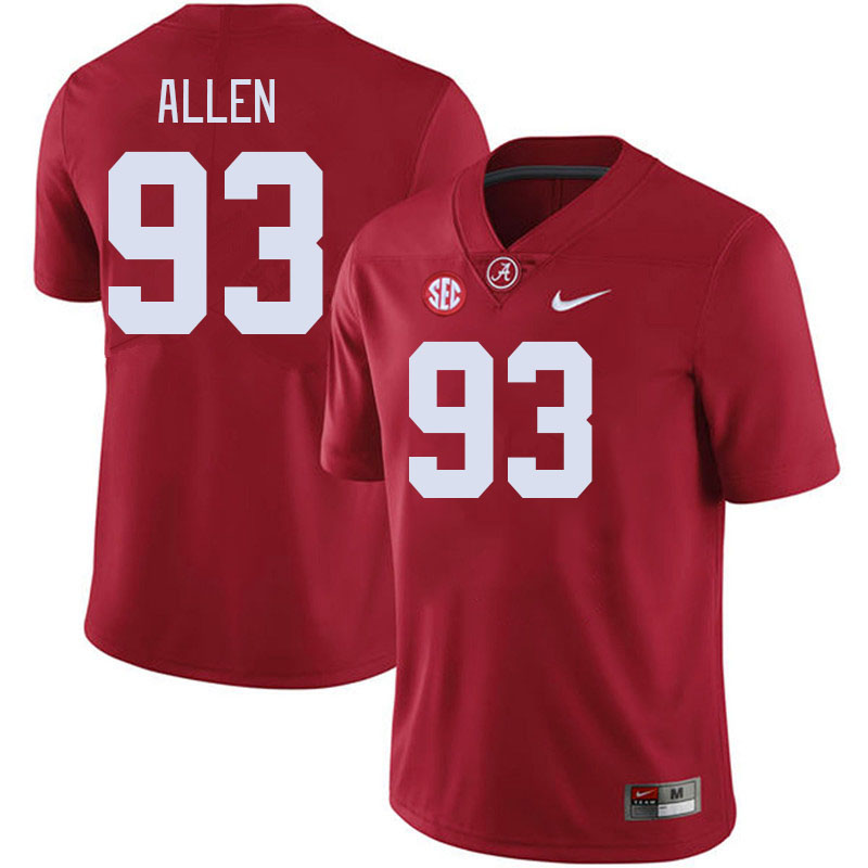 #93 Jonathan Allen Alabama Crimson Tide Jerseys Football Stitched-Crimson